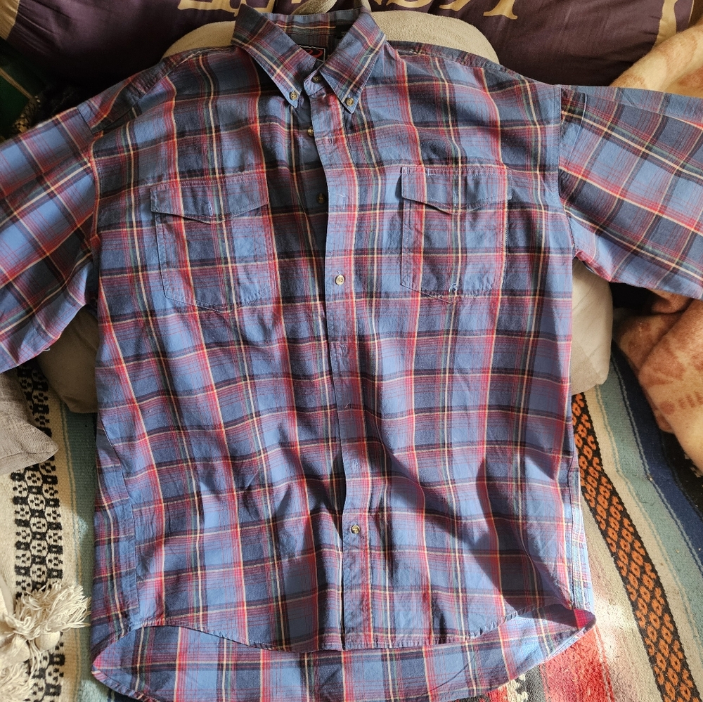 Men's Roper Western Plaid Button Down Long Sleeve Rancher Casual Shirt